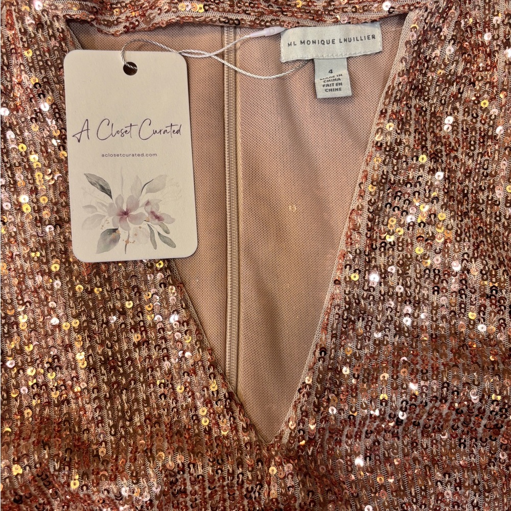 NEW Monique Lhuillier Sequin Blouson Gown 4